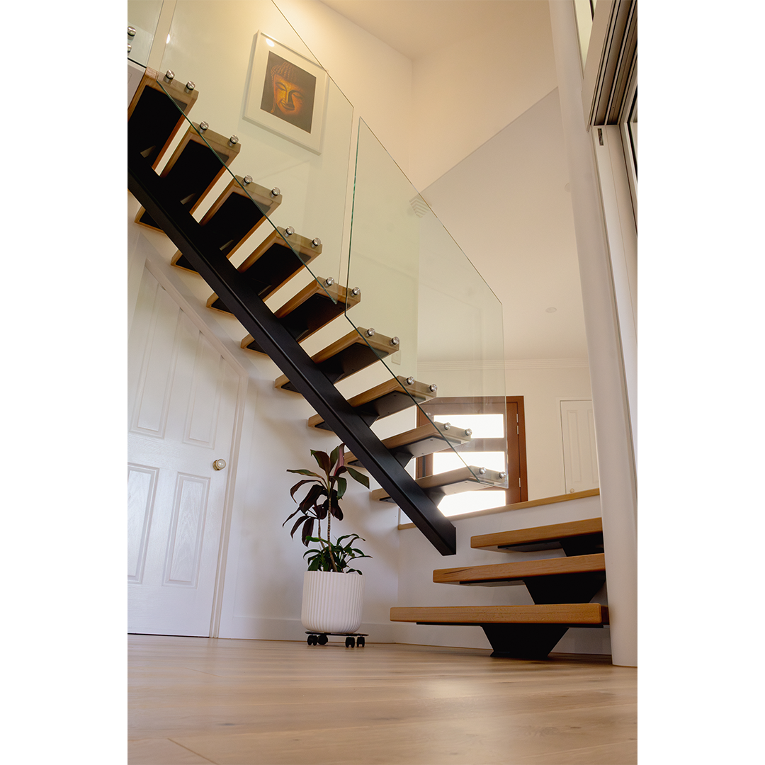 Floating Timber & Glass Staircase in Sunshine Coast, Sunshine Coast — Chase Create
